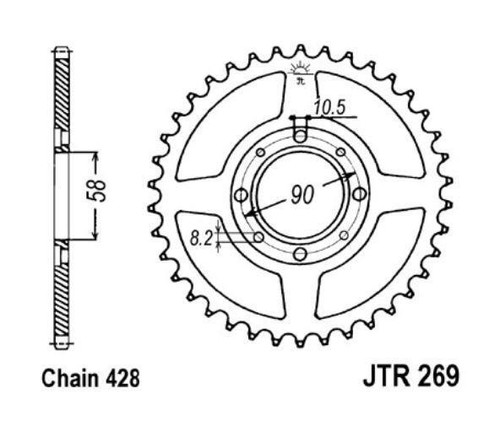 Kettenrad zähne 428 - jt,